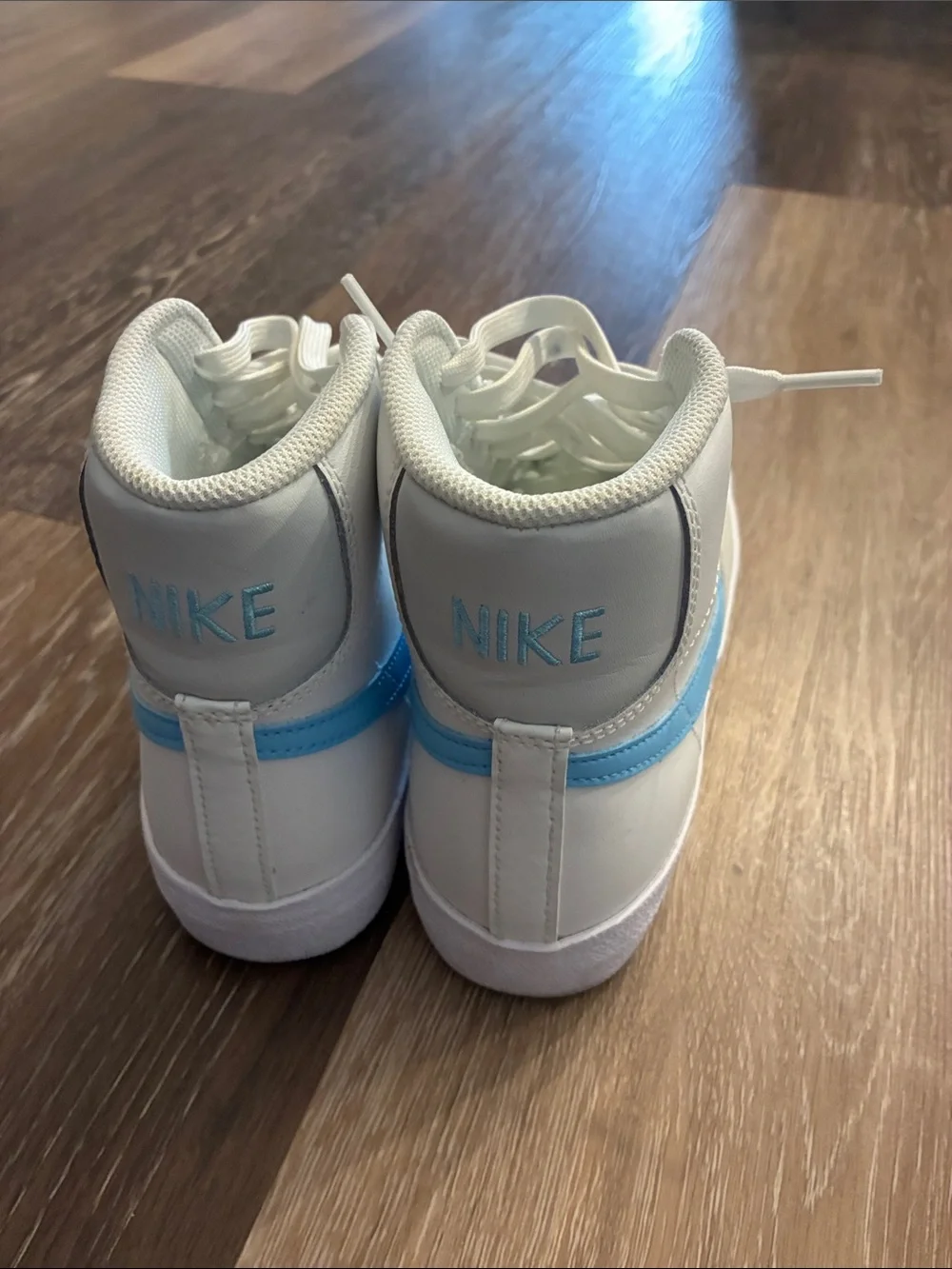 Nike Blazer Mid - White with Blue Swoosh